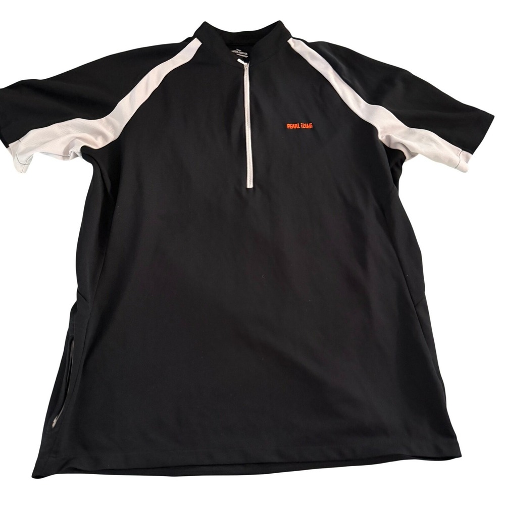 Pearl Izumi quarter zip‎ mens top sz L black white cycling jersey no pockets
